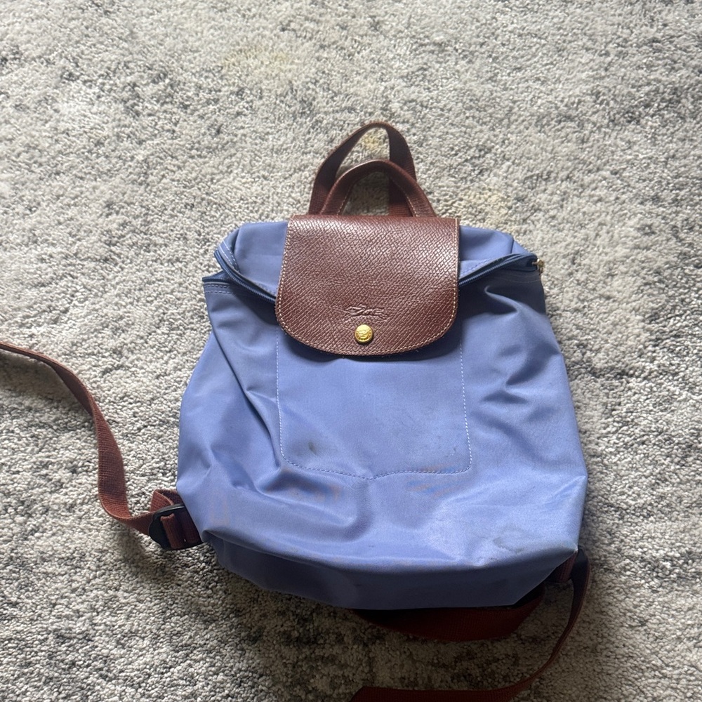 Longchamp Blue and Brown Backpack